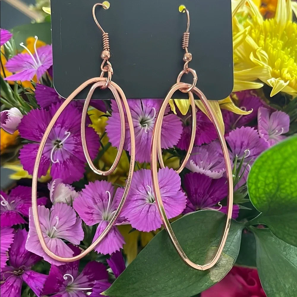 Paparazzi double all oval the place Rose Gold Hoop Earrings New size large